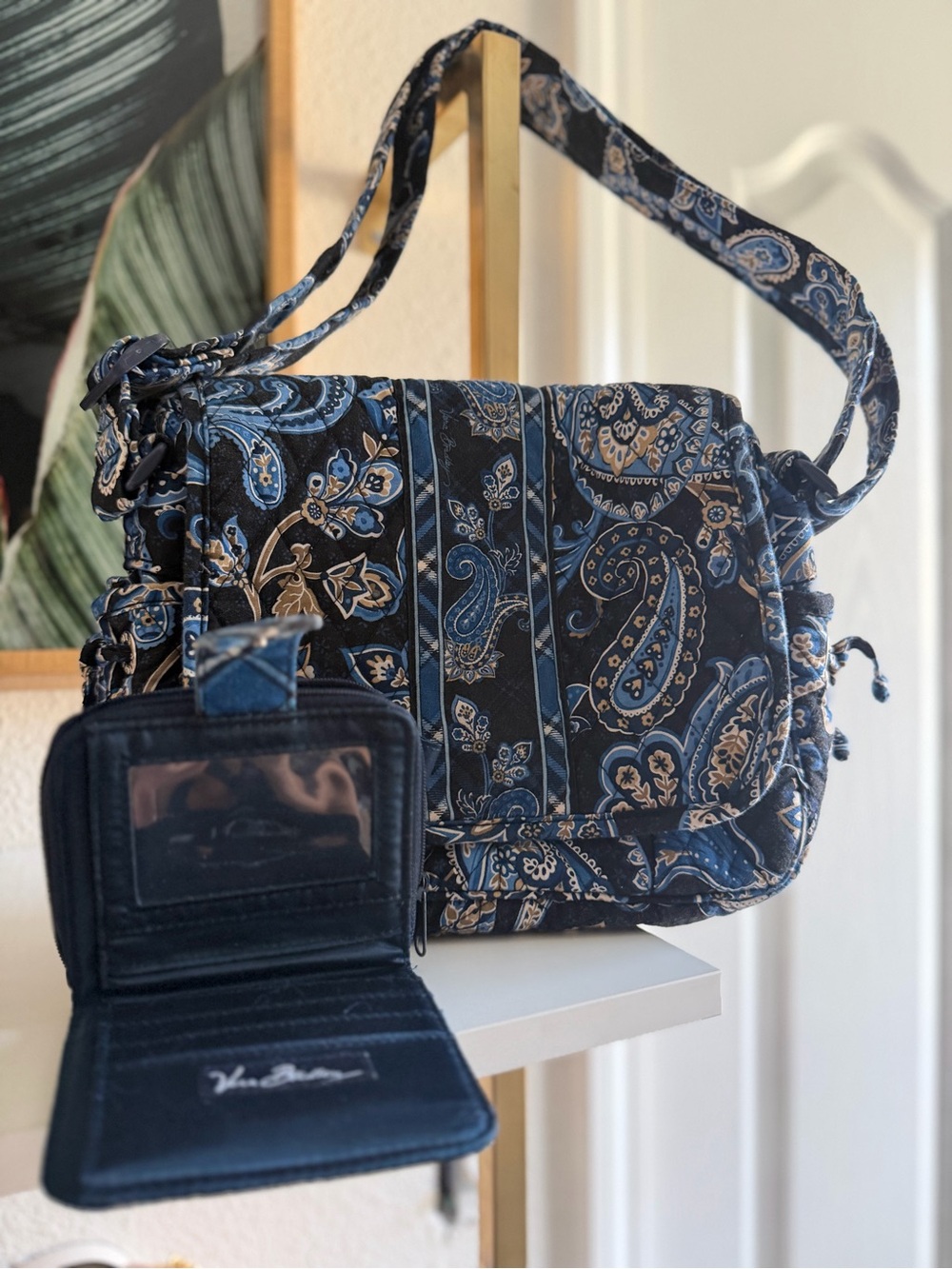 💙 Vera Bradley Blue Paisley Quilted Crossbody Bag Wallet Set - Picture 17 of 17